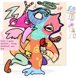 1monster 1other 2_fingers 4_fingers 4_toes abstract_character ambiguous_gender animate_inanimate antennae antennae_(anatomy) antennae_markings anthro arm_markings arm_support artist_name artist_signature ball_joints beige_background big_blue_bubble black_eyes black_stripes blue_accessory blue_body blue_eyes blue_feet blue_head blue_markings blue_mouth blue_stripes blush blushing bodily_fluids bodily_fluids_drip body_markings closed_eyes color_connection crab_claw crossover crossover_ship curled_feet dark_pussy dialogue digital_drawing_(artwork) digital_media_(artwork) disembodied_eyes dripping duo english_text extra_eyes extra_mouth eyelashes face_markings ferrofluid fingering fingering_partner fingerprint floating_eyes floating_heart floating_hearts floating_lips floating_mouth for_a_head fused_legs genital_fluids genitals glitch_productions glove gloved_fingering gloves green_antennae green_body green_eyelids green_fingers green_legs green_thighs half-closed_eyes hand_feet heart heart_symbol hearts hearts_around_head humanoid humanoid_monster illoost intersex intersex/intersex living_object living_toy look-alike looking_at_partner looking_pleasured mismatched_arms mismatched_eyes mismatched_gloves mismatched_pupils mismatched_sclera missing_tooth monster monsterfucker monstrous_humanoid motion_lines mouthless multicolored_arms multicolored_body multicolored_face multicolored_head multicolored_markings my_singing_monsters nakeilyar negative_space no_mouth non-human open_mouth optical_illusion orange_arms orange_body orange_feet orange_footwear orange_markings orange_pussy orange_spots paironormal_carnival paironormals pink_arms pink_eyelids pink_head pink_lips pink_markings pink_mouth pink_speech_bubble pink_stripes pink_text pink_wings pleasure_face praise purple_leg purple_markings pussy pussy_juice pussy_juice_drip red_gloves red_hands red_head red_lips reference_image round_teeth shape_head signature simple_background single_glove single_wing speech_bubble spiral_eyes spoken_heart spots spots_(marking) spotted_body spotted_markings squirting standing stimulation striped_antennae striped_arms striped_head striped_markings teratophilia text the_amazing_digital_circus toony toy_humanoid tremble_lines tremble_spikes trembling trembling_for_pleasure triangle_head uneven_eyes unusual_anatomy unusual_eyes vaginal vaginal_fingering vaginal_fluids what white_background white_markings white_stripes wings xd yellow_gloves yellow_hands yellow_markings yellow_sclera yellow_spots yellow_teeth zooble_(tadc) zooble_(the_amazing_digital_circus)