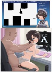1boy 1girls absurdres anger_vein ass bar_censor beret blue_eyes blush breasts brown_hair censored clothes_lift commentary_request dark-skinned_male doggy_style faceless faceless_male fat_male fat_man female grey_hat grey_panties grey_shirt grey_sports_bra hat highres hololive large_breasts livestream male nipples norigure18 official_alternate_costume oozora_subaru oozora_subaru_(suspenders) panties penis sex shirt short_hair sleeveless sleeveless_shirt sports_bra sports_bra_lift sports_panties stealth_sex straight textless_version ugly_bastard underwear vaginal_penetration virtual_youtuber yasuhati