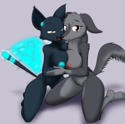 2026 808_(hi-fi_rush) anthro big_breasts black_body black_fur blue_nipples boony_(boony) breast_squish breasts breasts_frottage brown_eyes canid canine canis domestic_cat domestic_dog duo felid feline felis female female/female fluffy fluffy_tail fur genitals grey_body grey_fur hi-fi_rush hunting_dog irish_wolfhound kneeling looking_at_viewer machine mammal microsoft nipples nude nude_anthro nude_female pink_nipples robot sandwich-anomaly sighthound squish tail tango_gameworks thick_thighs vulva yellow_eyes