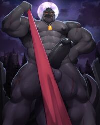 abs background balls biceps big_dick big_pecs big_penis black_scales black_skin building clouds dominant dragon gay grey_scales grey_skin lizard looking_down male_only mansion moon moonlight muscular muscular_male necklace night night_sky nipples orange_eyes orange_gem outdoors outside pecs pulling reptile scars scars_all_over seikoarts sharp_teeth six_pack spiky_hair standing tail trees