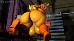 1futa 3d anthro back back_view backsack big_ass big_penis five_nights_at_freddy's futa_only futanari looking_back low-angle_view scoopa_(artist) solo toy_chica_(fnaf)