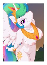 ajin anthro breasts equine female friendship_is_magic horn horse my_little_pony pony princess_celestia_(mlp) pussy smile solo alicorn wings