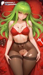 1girls 2026 ai_assisted ai_generated anime artist_name black_flower black_rose blue_rose bouquet breasts bust c.c. chocolate code_geass explicit flower frilled_pillow gift gift_box green_hair heart-shaped_chocolate hi_res high_quality high_resolution highres long_hair looking_at_viewer pantyhose patreon patreon_username petals pillow pink_rose red_flower red_rose rose rose_petals skypassion solo stable_diffusion thorns torn_clothes torn_legwear underwear valentine valentine's_day valentines_day watermark white_rose yellow_eyes