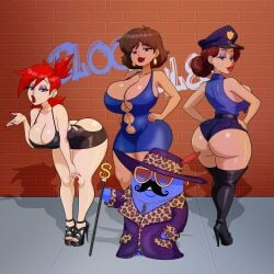 1boy3girls 3girls 3girls1boy big_ass big_breasts bloo bracelet breasts brown_hair brunette bubble_ass bubble_butt cartoon_network chignon cleavage earrings foster's_home_for_imaginary_friends frankie_foster genderswap genderswap_(mtf) high_heels large_ass large_breasts large_lips mac_(fhfif) officer_jones pimp prostitute red_hair redhead ring rule_63 short_hair smirking smirking_at_viewer suggestive_look suggestive_smile thick_thighs wide_hips zurc014