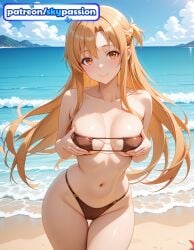 1girls 2026 ai_assisted ai_generated anime asuna_(sao) beach bikini bird blue_sky boat boobs breasts bust caustics cloud fisheye hi_res high_quality high_resolution highres island lighthouse long_hair looking_at_viewer navel outdoors patreon patreon_username pier sand seagull ship shore sky skypassion smile solo stable_diffusion starfish swimsuit sword_art_online sword_art_online:_alicization tits warship water watermark waves yuuki_asuna