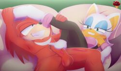 anthro armwear balls bat bite biting_lip biting_own_lip bodysuit boots breasts clothed clothing digital_media_(artwork) duo echidna elbow_gloves erection eyeshadow feet female foot_fetish foot_play footjob footwear fur genitals gloves hair handwear hi_res humanoid_genitalia humanoid_penis knuckles_the_echidna ladycherrybomba lying makeup male mammal membrane_(anatomy) membranous_wings monotreme narrowed_eyes nude on_back penile penis removing_shoes rouge_the_bat sega self_bite sex shoes skinsuit smile socks sonic_(series) sonic_the_hedgehog_(series) teeth tight_clothing wings