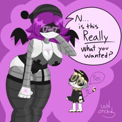 artist_request boner boner_in_pants murder_drones n_(murder_drones) robot_boy robot_girl straight tagme thigh_strap uzi_(murder_drones)