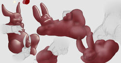 ass balls corruption drooling erection horror lagomorph male male_only markings mot nightmare_fuel penis rabbit saliva shiny slimy transformation