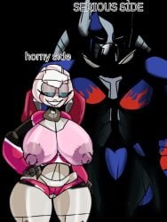 arcee arcee_(g1) autobot big_breasts blue_eyes breasts duo english_text female hasbro humanoid machine male meme optimus_prime robot robot_humanoid takara_tomy text transformers wannapossums white_bodypaint