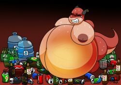 3_toes accessory anthro ass belly belly_blush belly_expansion beverage beverage_bottle beverage_can big_belly big_breasts big_butt black_eyes bladder_bulge blush bodily_fluids body_blush bottle breasts clenched_teeth close_to_bursting closed_eyes container cup desperation eggrollsushi expansion feet female fingers furgonomics furry-specific_piercing genital_fluids gradient_background horn horn_piercing huge_belly huge_breasts hyper hyper_belly inflation jewelry linea_nigra navel nipples obese omorashi overweight overweight_female piercing red_body reptile ring scalie simple_background soda soda_bottle solo straining stretch_marks sweat tail tail_accessory tail_jewelry tail_ring tan_body tapering_tail teeth thick_arms thick_tail thick_thighs titan_(titanicmann28) toes urine veiny_belly water_jug