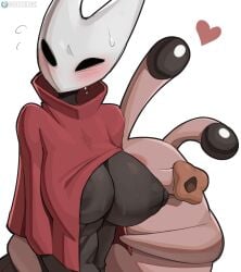 1girls 2_horns abs anthro areola ass big_areola big_breasts big_nipples blush breasts bug bug_girl cooliehigh embarrassed embarrassed_female embarrassed_nude_female female heart hollow_knight hollow_knight:_silksong hornet_(hollow_knight) huge_breasts huge_nipples insect insectoid nipples nuu_(hollow_knight) rule_63 sweat sweatdrop sweating thighs