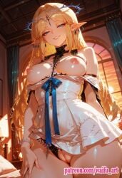 ai_generated background big_ass big_breasts blonde_hair cartethyia_(wuthering_waves) curvy curvy_female elf front_view high_quality high_resolution huge_ass huge_breasts large_ass large_breasts mature mature_female nipples nude nude_female original patreon patreon_username pussy sexy sexy_body sexy_pose waifu_art wuthering_waves