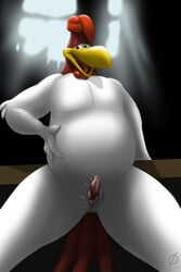 anatomically_correct beak belly bird chicken cloaca day foghorn_leghorn front_view indoors looney_tunes male male_only nude soft_feathers solo warner_brothers window