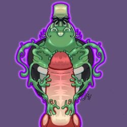 bell_zabella bevarage big_penis blep container cup duo female generation_9_pokemon genitals ghost goo_creature handjob hi_res human male male/female mammal nintendo offscreen_character penile penis pokemon pokemon_(species) poltchageist sex spirit telekinesis tongue tongue_out wig