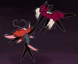 2025 ant antennae_(anatomy) anthro arthropod atrix_(fr0gv0re) balls big_balls big_penis black_antennae blush breasts butterfly duo erection female femboy foreskin fur gay gay_anal gay_male gay_sex genitals glans grey_balls hi_res hollow_knight:_silksong hollow_knight_(franchise) homosexual homosexual_male huge_cock hymenopteran insects lepidopteran male male/male male_penetrated medium_breasts midair motion_lines penis pink_glans pink_penis pink_wings red_body red_fur skarr skarr_(hollow_knight) solo_male trobbio_(hollow_knight) ultilix white_eyes white_mask wings
