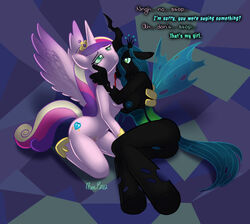 2012 alicorn anthro areola ass bite blood blue_hair breasts crown cutie_mark dialogue equine friendship_is_magic green_eyes hair hands holes horn horse magic mind_control multicolored_hair my_little_pony nipples pony princess_cadance_(mlp) pussy queen_chrysalis_(mlp) smooth_skin wing_boner wings