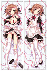 apron body_pillow_design boku_wa_tomodachi_ga_sukunai dakimakura kusunoki_yukimura maid maid_headdress mary_janes nipples open_clothes open_shirt panties pointy_chin pussy shirt thighhighs underwear undressing