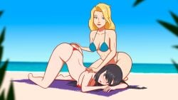 2girls anoneysnufftan applying_sunscreen avengers beach beach_towel bikini black_hair blonde_hair blue_eyes captain_marvel carol_danvers classroom_of_the_elite crossover eastern_and_western_character embarrassed female female_only horikita_suzune humiliation imminent_death killer_lotion long_hair lotion marvel massage ms._marvel murder ocean oil oiled peril punishment rubbing sand seaside sinfulline sky snuff summer sunbathing sunscreen swimsuit towel