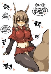 1boy 1girls big_breasts blush breasts bunny_ears bunny_girl censored clothed clothed_sex female jeomso korean_text male mosaic_censoring panties penetration penis sex simple_background sketch torn_pantyhose tower_of_god translation_request white_background xia_xia