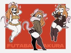 anthro anthro_female anthrofied arms_behind_back atlus big_breasts bikini blunt_bangs casual casual_clothes exclamation_point female furry furry_female furry_only ginger glasses hourglass_figure looking_at_viewer maiky_atk mouse mouse_ears mouse_girl mouse_humanoid mouse_tail nerdy_female no_sex persona persona_5 persona_5_royal sakura_futaba short_hair skirt standing suprised suprised_look swimsuit thick_legs thighhighs white_body white_fur