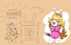 1girls anthro belly chubby chubby_anthro chubby_belly chubby_female electronics female female_only jaleczu mario_(series) mario_plus_rabbids_kingdom_battle medium_breasts nintendo nipples_visible_through_clothing power_up rabbid rabbid_peach raving_rabbids rayman_(series) shortstack sketch solo solo_female super_mario_bros. tight_clothing ubisoft