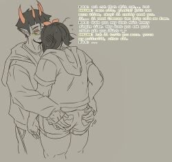 1boy 1boy1girl 1girls alien before_sex blush cheating clothed clothed_female clothed_male color dialogue female groping_ass homestuck homestuck_troll horn horns iloveyou_mob iloveyoumob male netorare ntr oc_x_canon original_character partially_colored self_insert selfship short_hair short_hair_male sollux_captor straight text troll