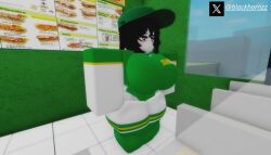 1girls 3d ass big_ass big_breasts blackhornzz clothed clothing employee_uniform fast_food_employee fast_food_restaurant fast_food_uniform female revealing_clothes revealing_outfit roblox robloxian subway_uniform tagme thick_thighs thigh_highs thighhighs