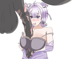 bhdptopnotch12 hololive hololive_japan horse horse_penis horsecock large_breasts nekomata_okayu paizuri paizuri_under_clothes purple_eyes purple_hair virtual_youtuber vtuber zoophilia