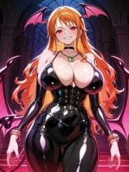 ai_generated corruption demon_girl long_hair mcdaisukimen nami one_piece orange_hair red_eyes tail wings