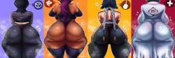 2d 4girls arms_crossed armwear artist_name ass ass_bigger_than_head ass_focus big_ass big_breasts bleach breasts breasts_bigger_than_head bubble_butt clothing crop_top curvy curvy_body curvy_female curvy_figure dark-skinned_female dark_skin fat_ass female female_only freckles gluteal_fold healing_symbol huge_ass huge_breasts inviting inviting_to_sex kanji kimono kuchiki_rukia large_ass legwear massive_ass musk musk_clouds penpen_(artist) purple_hair rear_view shihakusho shihouin_yoruichi shinigami soifon solo solo_female tagme thick thick_ass thick_thighs thighhighs thighs thunder_thighs tight_clothing twitter_link unohana_retsu wide_hips