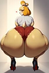 ai_generated animal_crossing big_ass gigantic_ass high_heels hunkbsaa isabelle_(animal_crossing) massive_ass nintendo panties red_panties squatting