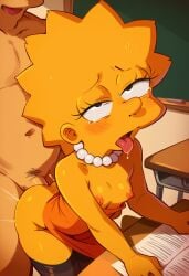 classroom lisa_simpson sex_from_behind small_breasts stockings the_simpsons tongue_out