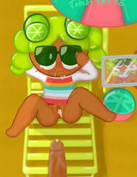 cookie_run cookie_run_kingdom cum_in_pussy cum_on_face female green_hair lime_cookie sunglasses tobiastns_(artist) unseen_male_face