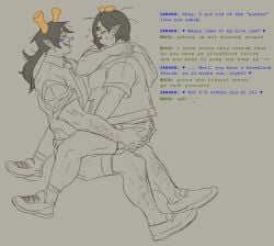 1boy 1boy1girl 1girls alien alien_humanoid arm_hair before_sex blush body_hair chubby chubby_female clothed clothed_female clothed_male female hate hate_fuck hate_sex heart hiveswap homestuck homestuck_troll horn horns humanoid iloveyou_mob iloveyoumob leg_hair long_ears male oc_x_canon original_character self_insert selfship sharp_ears sneakers straight troll zebruh_codakk