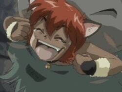 animal_ears animated animated_gif bell cat_ears female himekishi_lilia hog human lowres macro male_monster miya_(himekishi_lilia) monster mouth ogre_(himekishi_lilia) orange_hair saliva screenshot size_difference smile tasting tickling tongue