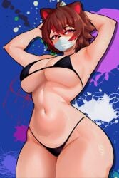 1girls ai_generated animal_ears big_breasts bikini bikini_top blue_eyes blush breasts brown_hair corela female female_only kemonomimi latam_virtual_youtuber looking_at_viewer multicolored_hair nude nude_female raccoon_ears raccoon_girl rakkun red_hair short_hair simple_background solo solo_female thick_ass thick_thighs thighs twitch twitch.tv twitter virtual_youtuber vtuber youtube youtube_hispanic youtuber_girl youtubers