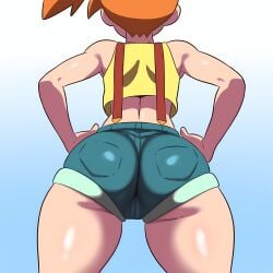 1girls ai_generated ass ass_focus big_ass dat_ass female female_only huge_ass kasumi_(pokemon) mullon novelai overalls pokemon solo solo_female solo_focus that_ass_was_fat