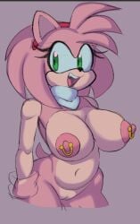 2d 2d_(artwork) 2d_artwork adorable amy_rose belly_bulge belly_button big_breasts big_smile black_nose breasts breasts_bigger_than_head breasts_out cute diadem endlessfin eyelashes green_eyes hedgehog_girl hedgehog_humanoid hourglass_figure looking_sideways oerba_yun_fang open_smile pierced_nipples piercing pink_areola pink_fur pink_nipples sega short_hair sketch smile smiling_at_viewer sonic_(series) sonic_the_hedgehog_(series) tail thick_ass thick_hips thick_thighs thin_waist