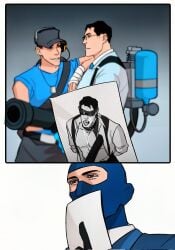 after_orgasm ahe_gao ahe_gao ahegao_face blindfold blindfolded cum erasorethon gay gay_domination gay_male gay_sex homosexual male/male/male medic medic_(team_fortress_2) picture scout_(team_fortress_2) semen semen_in_mouth semen_on_body semen_on_face spy_(team_fortress_2) submission submissive_male team_fortress_2 tf2 tongue_out valve