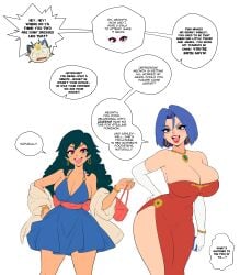 alternate_ass_size alternate_breast_size bimbo bimbofication brat bratty comic dress genderswap_(mtf) hypnosis identity_death james_(pokemon) meowth meowth_(team_rocket) mind_control pokemon rule_63 rule_63 satoshi_(pokemon) slutty_clothing text text_bubble themightfenek