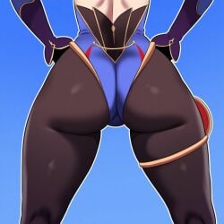 1girls ass ass_focus big_ass dat_ass female female_only genshin_impact leotard mona_(genshin_impact) mullon pantyhose solo solo_female solo_focus that_ass_was_fat