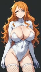 ai_generated cleavage drone expressionless female female_only femsub hypnosis long_hair mcdaisukimen mind_control nami nami_(one_piece) one_piece orange_hair solo