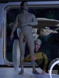 1boy 1girls 3d black_hair blonde_hair clothed_female_nude_male data daz3d daz_studio natasha_yar nude nude_male star_trek star_trek_the_next_generation