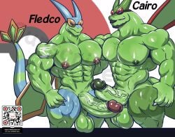 2boys 5_fingers abs anthro areola balls beard biceps big_balls big_muscles big_pecs big_penis biped claws deltoids duo erection facial_hair fingers flygon gay generation_3_pokemon genitals glans green_body hi_res huge_balls huge_cock humanoid_genitalia humanoid_penis large_pectorals male male/male masterelrest moustache muscular muscular_anthro muscular_male nintendo nipples pecs penis pokemon pokemon_(species) qr_code tail thick_thighs thighhighs vein veiny_penis