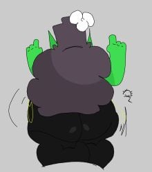 ass big_ass big_butt big_ears black_legwear bubble_butt fingers fingers_up flower_in_hair goblin_female green_body jiggle jiggling_ass long_hair looking_away lotus_mcgee_(safres_0) original original_character pointing pointy_ears safres_0 shaking shaking_ass shaking_butt thick_ass thick_thighs