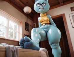 ai_generated angry angry_face cartoon_network elderly_female feet feline female five_toes foot_fetish gilf half-dressed half_naked mary_senicourt old older_female the_amazing_world_of_gumball