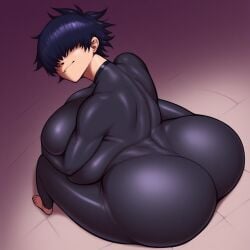 ai_generated ass ass_focus big_ass big_breasts feet gorillaz latex latex_bodysuit massive_ass massive_breasts noodle_(gorillaz) simple_background tagme