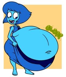 big_belly blue_hair blue_skin digested digestion fat fat_belly female_pred female_prey huge_belly lapis_lazuli_(steven_universe) peridot_(steven_universe) smile spaghettiz steven_universe vore vore_belly weight_gain