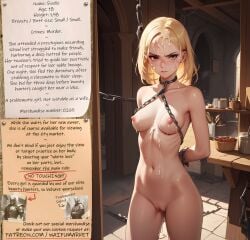 ai_generated angry anime blonde_hair bondage bondage bounty_hunters brown_eyes chains cum cute edited fantasy female fictional market naked nude photoshop roleplay slave slavegirl slavery small_boobs small_breasts small_tits teen waifu