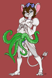 brown_hair cho cute drawn_together dress dress_lift furry hair mouse mousycakes octopussoir plug presenting pussy rodent smile tail tentacle what